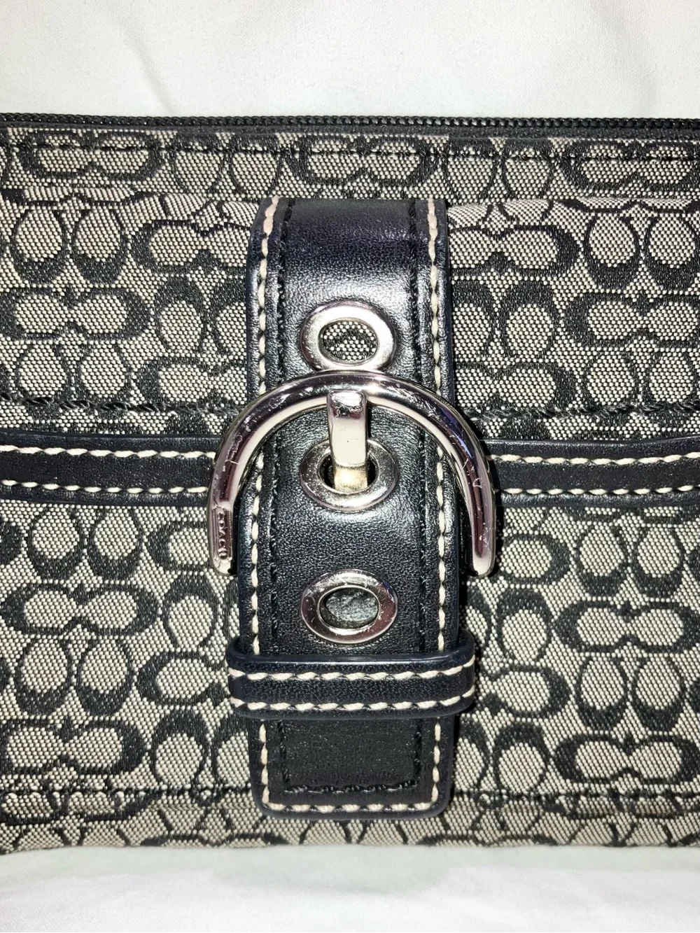 Y2K Vintage Coach Black Gray Soho Signature Logo Canvas Wristlet Wallet NWOT